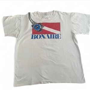 Vintage 90s Anvil White single stitch T-Shirt Bonaire Scuba diving size large